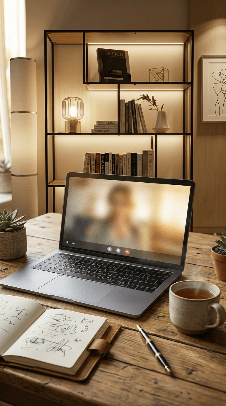 קליניקה נעימה עם מחשב נייד במהלך שיחת וידאו